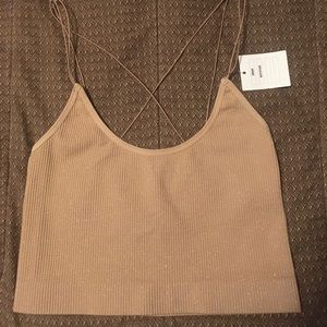 Brand New W/ Tags: Urban Outfitters Stretch Sparkly Nude Cropped Cami. Size: M